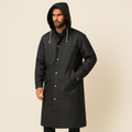 Regenmantel Herren schwarz langer Schnitt mit Kapuze - 1 - Atelier-Zofia