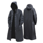 Regenmantel Herren schwarz langer Schnitt mit Kapuze - 2 - Atelier-Zofia