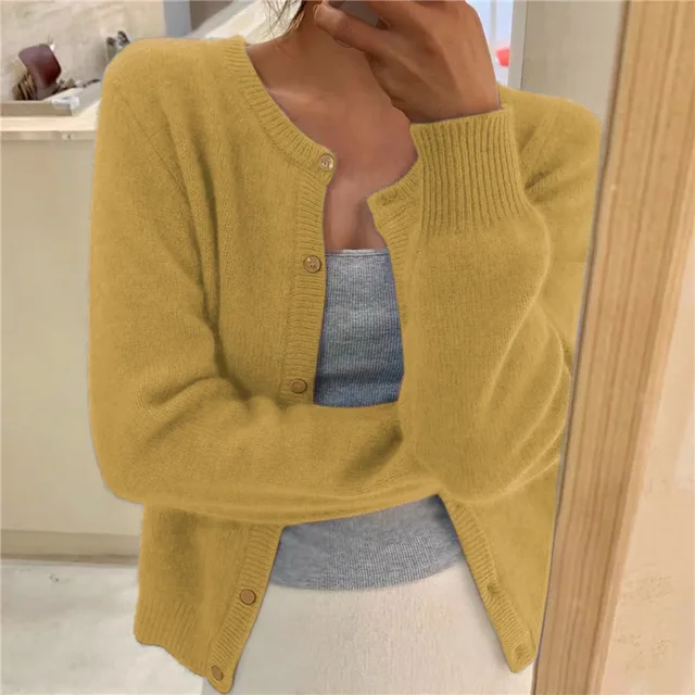 Cardigan Damen grau tailliert mit Knopfleiste - 4 - Atelier-Zofia