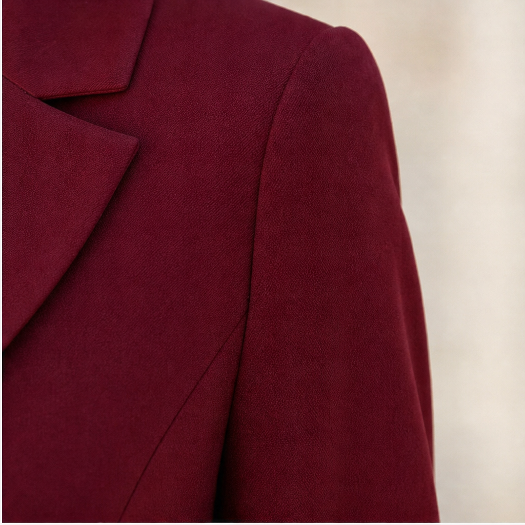 Kleid Damen rot tailliert mit Plisseefalten und langen Ärmeln - 8 - Atelier-Zofia