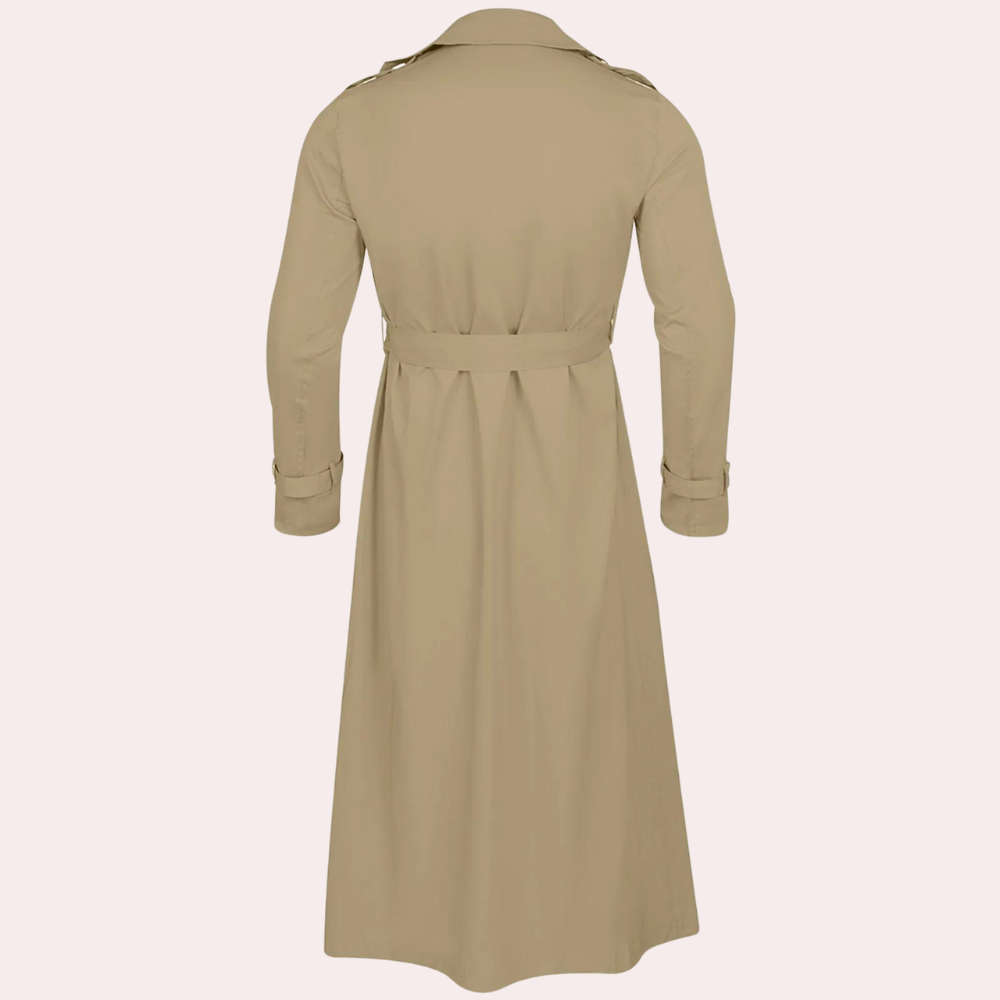 Trench Coat Herren beige langer Schnitt mit Gürtel - 3 - Atelier-Zofia