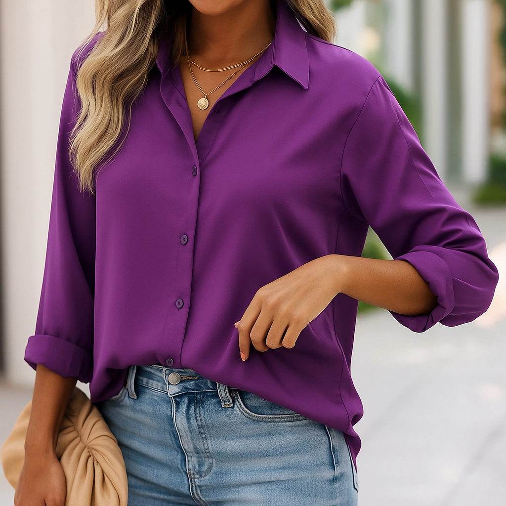 Bluse Damen grün tailliert mit langen Ärmeln und klassischem Kragen - 5 - Atelier-Zofia
