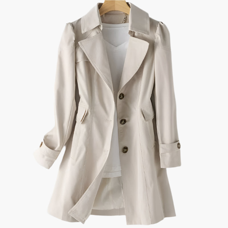 Trench Coat Damen beige tailliert mit Knopfleiste - 5 - Atelier-Zofia