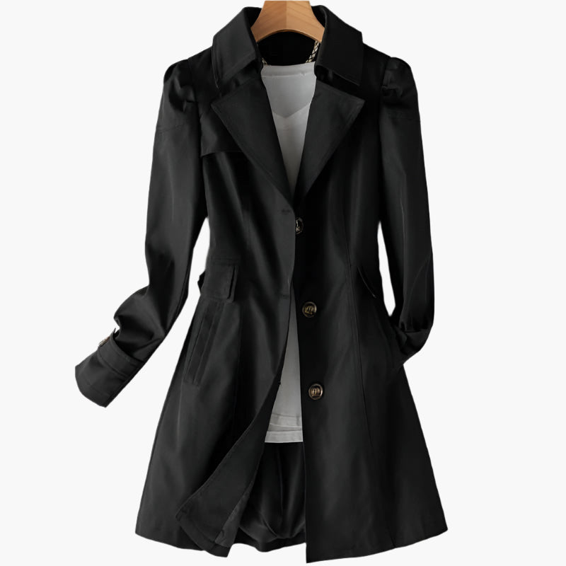 Trench Coat Damen beige tailliert mit Knopfleiste - 6 - Atelier-Zofia