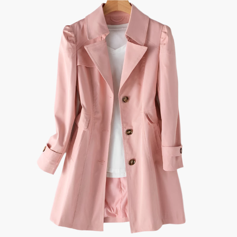 Trench Coat Damen beige tailliert mit Knopfleiste - 8 - Atelier-Zofia