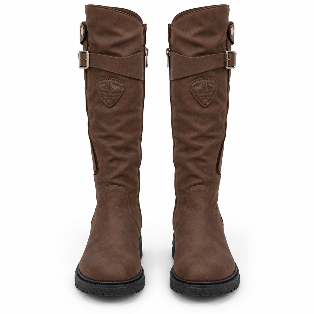 Stiefel Damen braun mit hohem Schaft und Reißverschluss - 5 - Atelier-Zofia