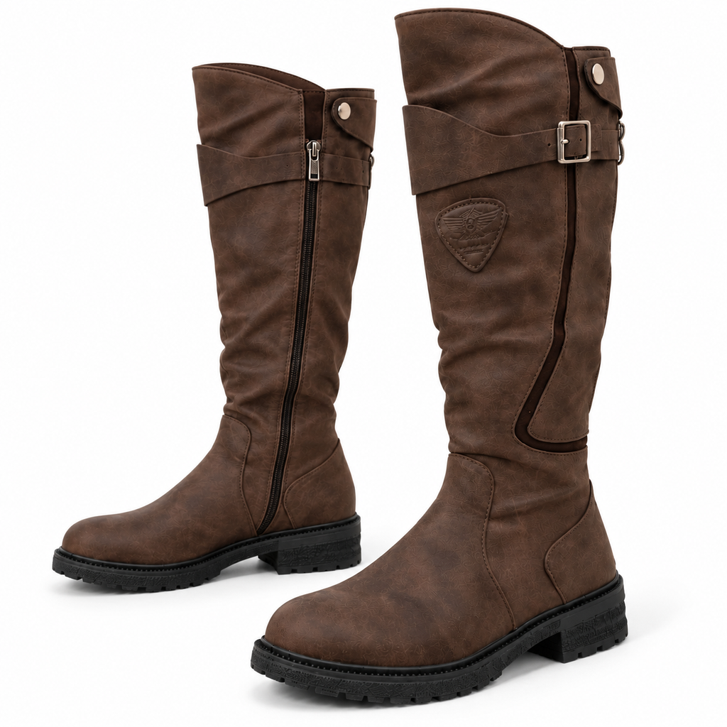 Stiefel Damen braun mit hohem Schaft und Reißverschluss - 6 - Atelier-Zofia