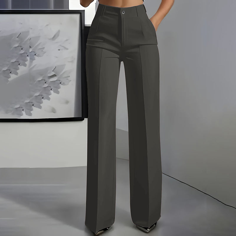 Hose Damen schwarz hochtailliert mit weitem Bein - 3 - Atelier-Zofia