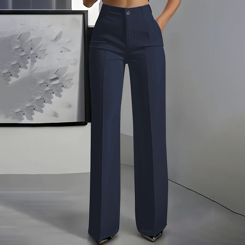 Hose Damen schwarz hochtailliert mit weitem Bein - 4 - Atelier-Zofia