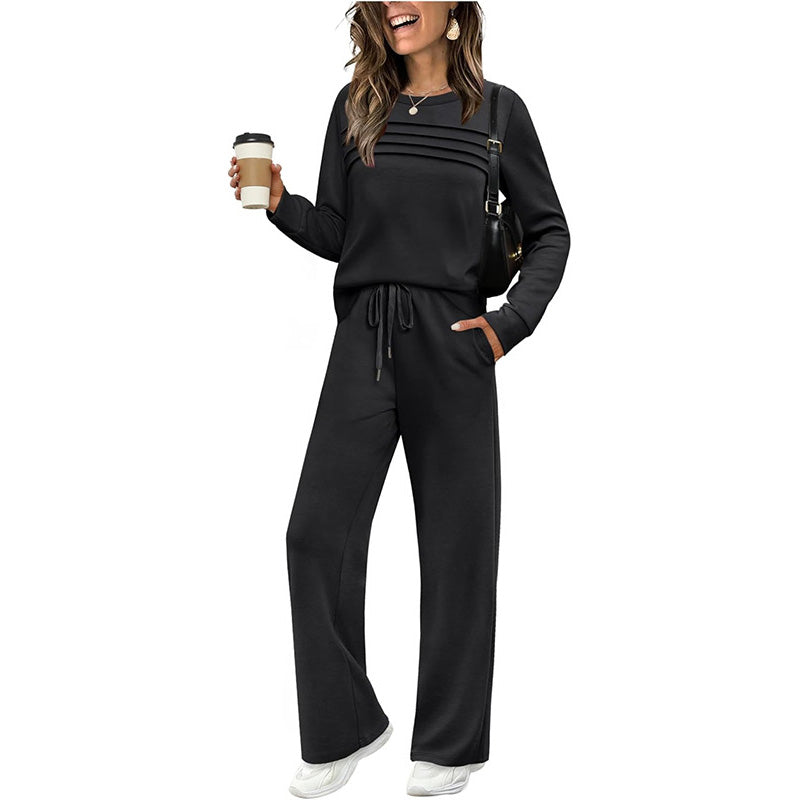 Lounge Set Damen schwarz bequem mit weitem Schnitt und Hoody - 2 - Atelier-Zofia