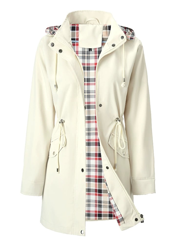 Jacke Damen rot tailliert mit Kapuze und Kordelzug - 1 - Atelier-Zofia