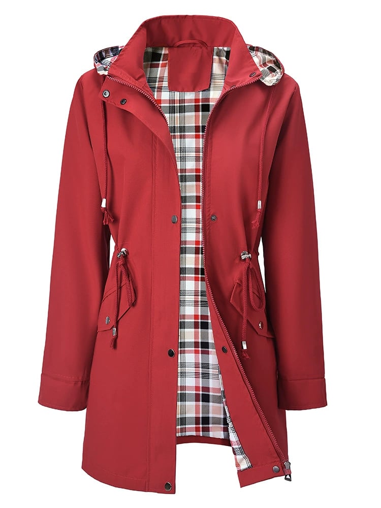 Jacke Damen rot tailliert mit Kapuze und Kordelzug - 2 - Atelier-Zofia