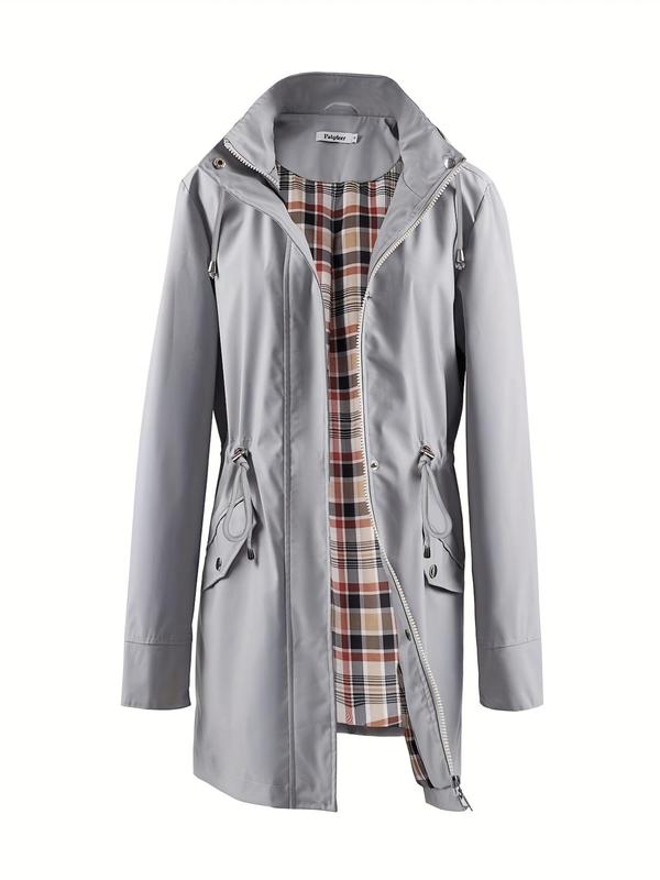 Jacke Damen rot tailliert mit Kapuze und Kordelzug - 3 - Atelier-Zofia