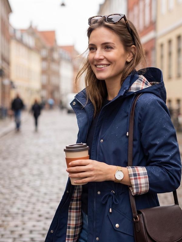 Jacke Damen rot tailliert mit Kapuze und Kordelzug - 6 - Atelier-Zofia