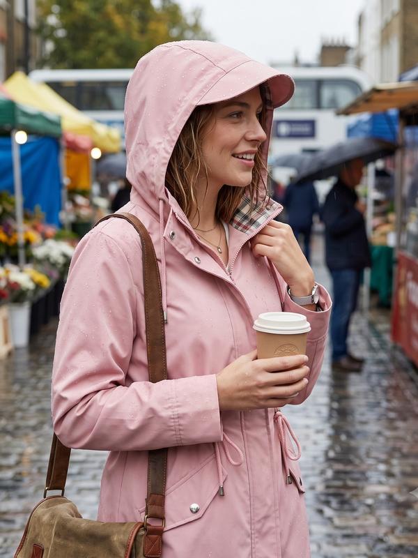 Jacke Damen rot tailliert mit Kapuze und Kordelzug - 7 - Atelier-Zofia