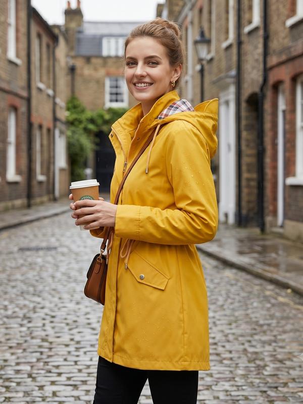 Jacke Damen rot tailliert mit Kapuze und Kordelzug - 9 - Atelier-Zofia