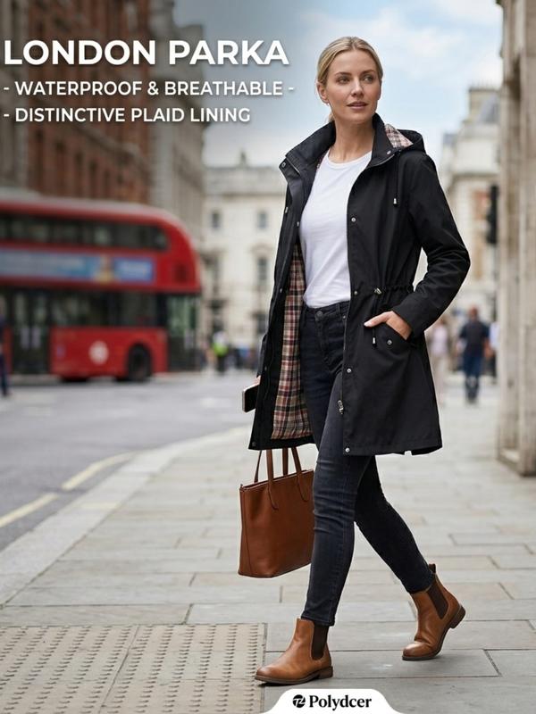 Jacke Damen rot tailliert mit Kapuze und Kordelzug - 10 - Atelier-Zofia
