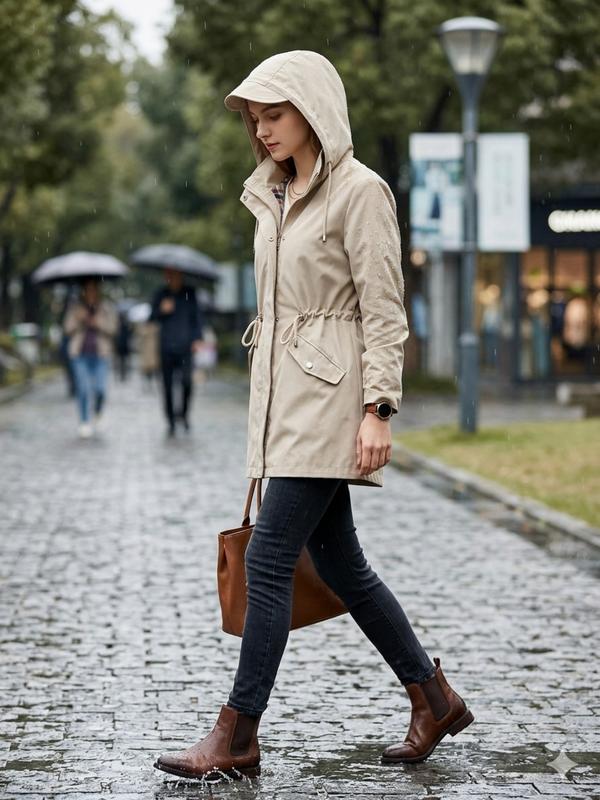 Jacke Damen rot tailliert mit Kapuze und Kordelzug - 12 - Atelier-Zofia