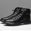 Boots Damen schwarz hoch mit Schnürung und seitlichem Riemen - 15 - Atelier-Zofia