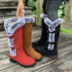 Stiefel Damen rot figurbetont mit Fellbesatz und Schnallen - 3 - Atelier-Zofia