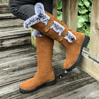 Stiefel Damen rot figurbetont mit Fellbesatz und Schnallen - 4 - Atelier-Zofia