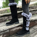 Stiefel Damen rot figurbetont mit Fellbesatz und Schnallen - 8 - Atelier-Zofia