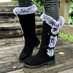 Stiefel Damen rot figurbetont mit Fellbesatz und Schnallen - 9 - Atelier-Zofia
