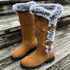 Stiefel Damen rot figurbetont mit Fellbesatz und Schnallen - 10 - Atelier-Zofia