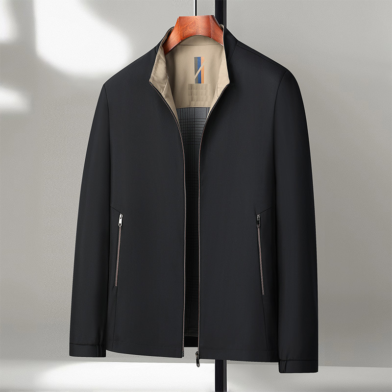 Jacket Herren schwarz tailliert mit Stehkragen und Reißverschluss - 4 - Atelier-Zofia