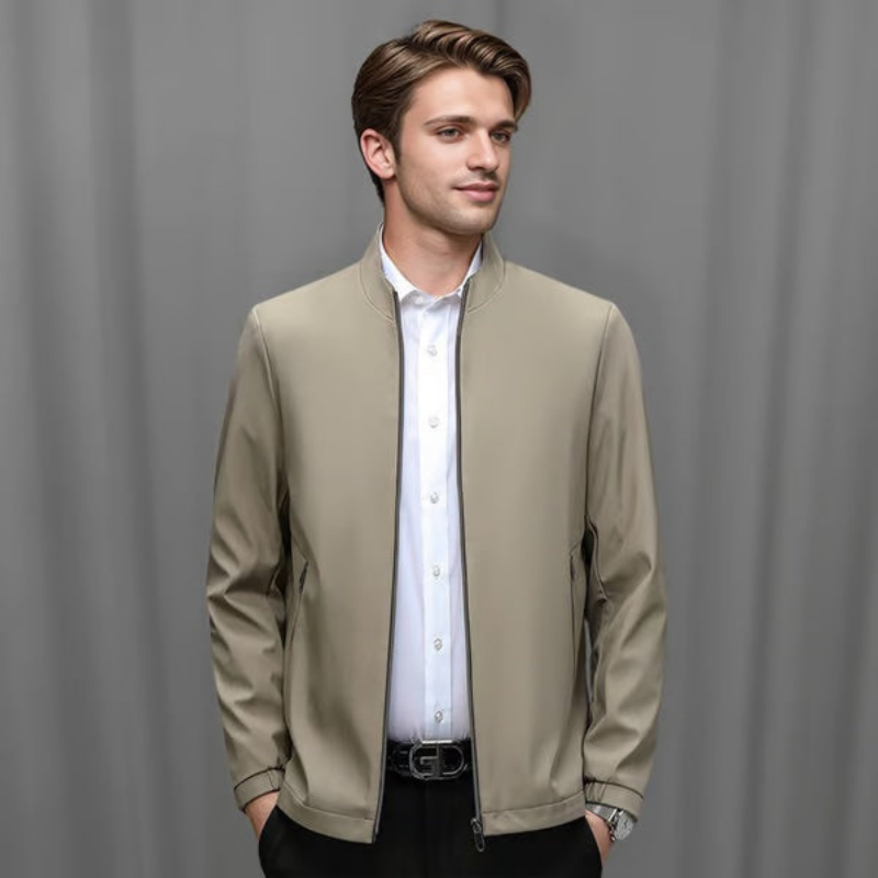 Jacket Herren schwarz tailliert mit Stehkragen und Reißverschluss - 5 - Atelier-Zofia