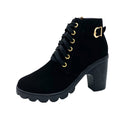 Boots Damen schwarz mit klobigem Absatz und Schnürung - 5 - Atelier-Zofia
