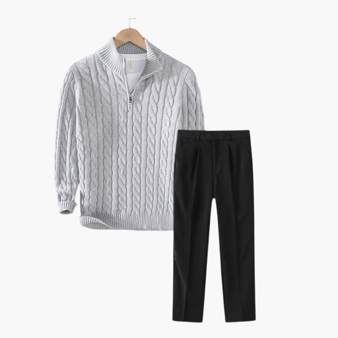 Outfit Men grau mit Pullover und schmalen Hosen - 1 - Atelier-Zofia