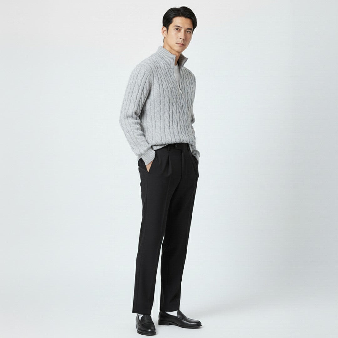 Outfit Men grau mit Pullover und schmalen Hosen - 4 - Atelier-Zofia