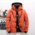 Winterjacke Herren orange mit figurbetontem Schnitt und Kapuze - 1 - Atelier-Zofia