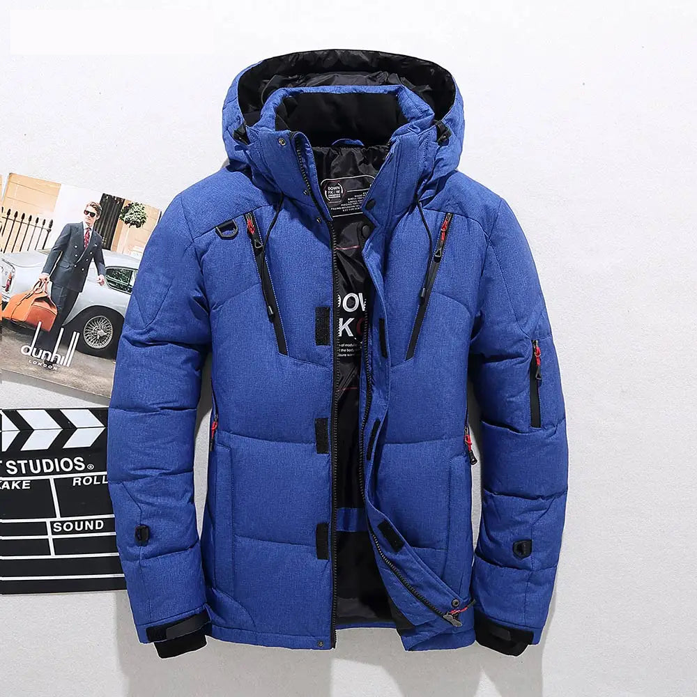 Winterjacke Herren orange mit figurbetontem Schnitt und Kapuze - 3 - Atelier-Zofia