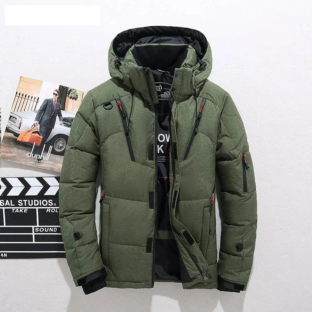 Winterjacke Herren orange mit figurbetontem Schnitt und Kapuze - 4 - Atelier-Zofia