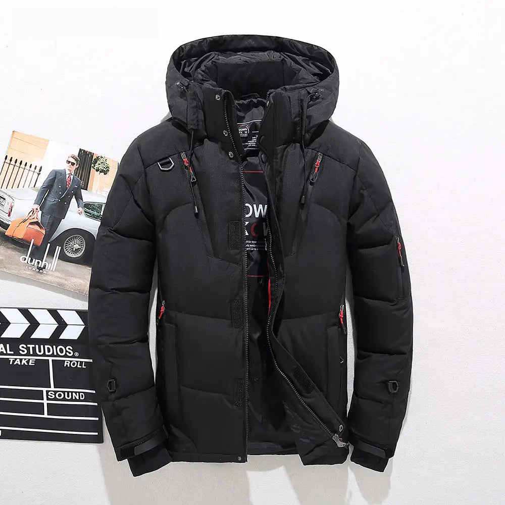 Winterjacke Herren orange mit figurbetontem Schnitt und Kapuze - 6 - Atelier-Zofia