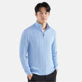 Pullover Herren blau mit Zopfdesign und Reißverschluss - 2 - Atelier-Zofia
