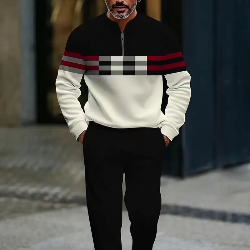 Outfit Men schwarz und beige mit Zip-Hemd und bequemen Hosen - 2 - Atelier-Zofia