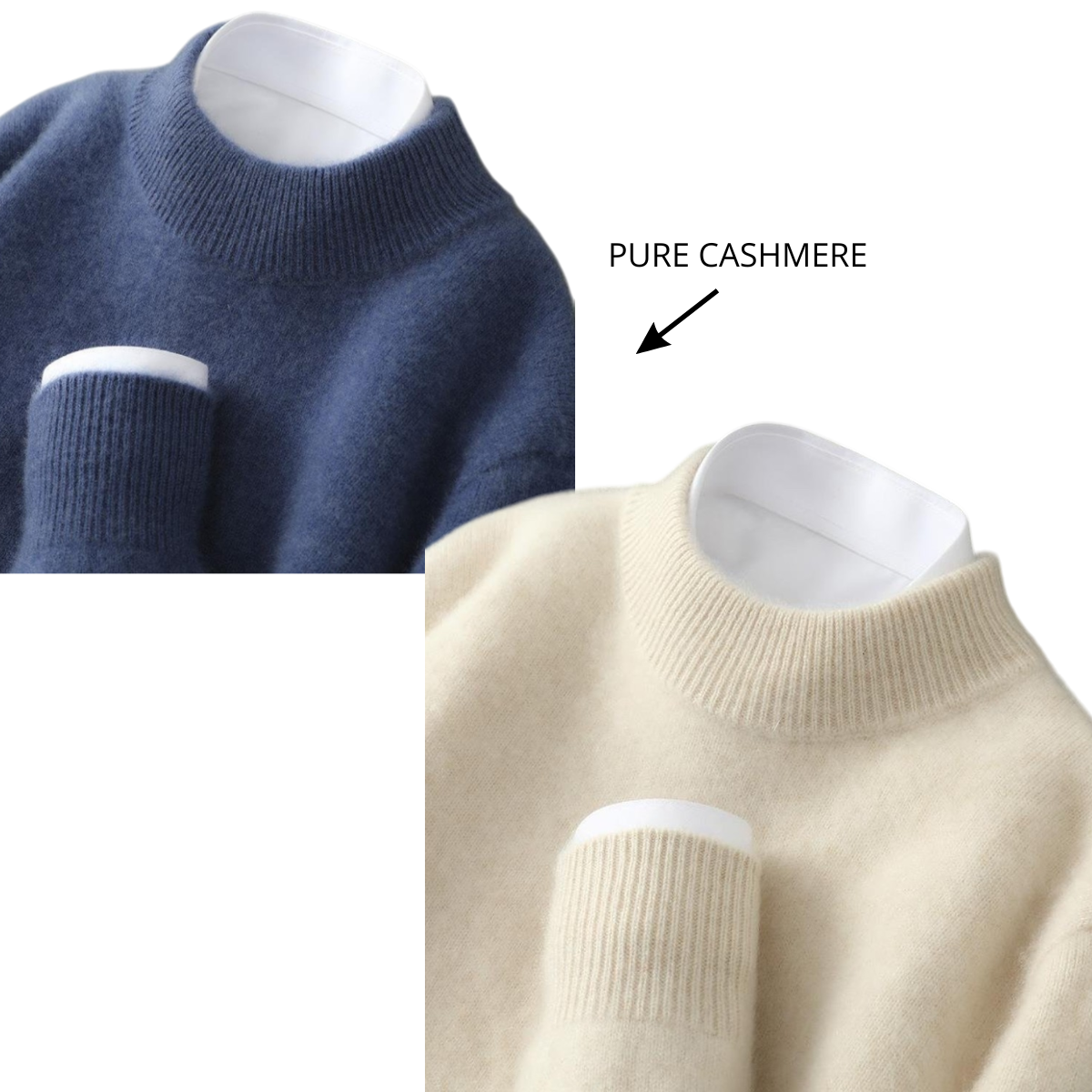 Pullover Damen beige mit klassischem Rundhals und lockerer Passform - 5 - Atelier-Zofia