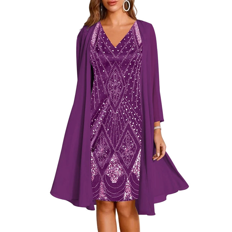 Maxikleid Damen rot figurbetont mit V-Ausschnitt und schwingendem Schnitt - 2 - Atelier-Zofia