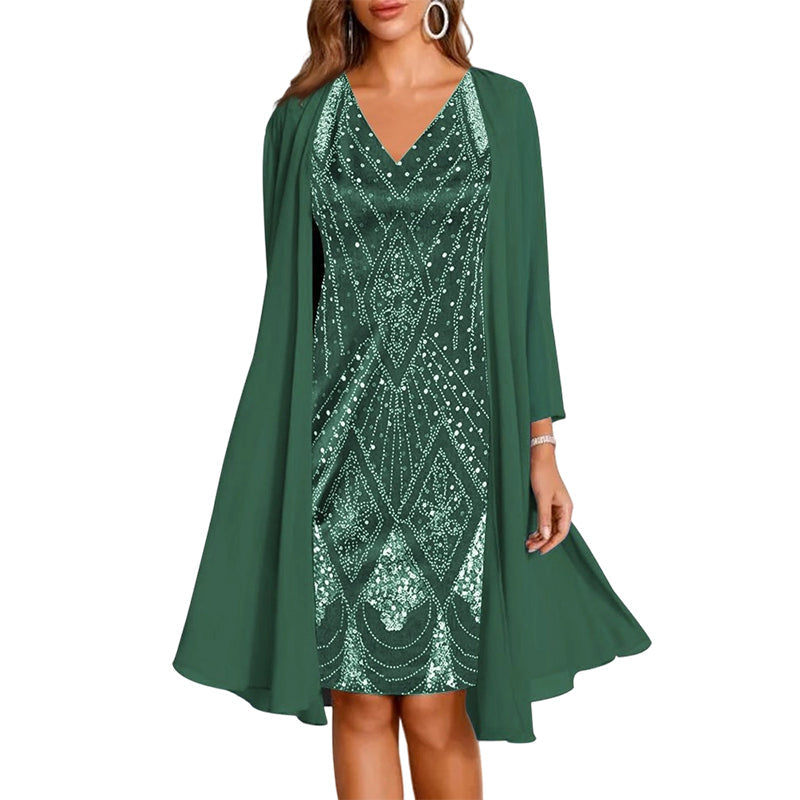 Maxikleid Damen rot figurbetont mit V-Ausschnitt und schwingendem Schnitt - 3 - Atelier-Zofia