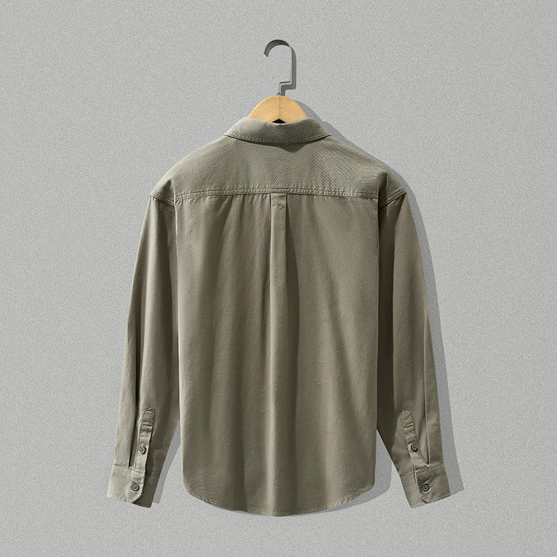 Herrenhemd grau tailliert mit praktischer Brusttasche - 3 - Atelier-Zofia