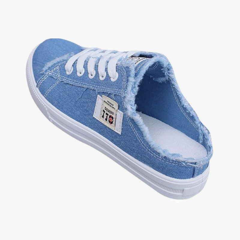 Sneakers Damen blau mit offener Ferse und lässigem Design - 2 - Atelier-Zofia