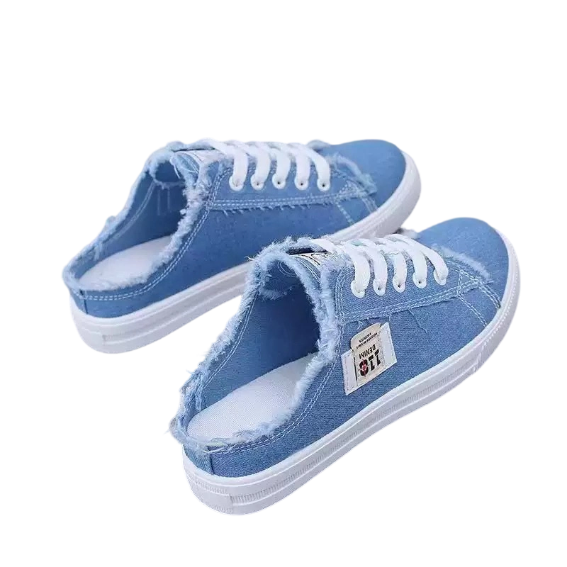 Sneakers Damen blau mit offener Ferse und lässigem Design - 8 - Atelier-Zofia