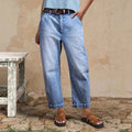 Hose Damen blau weit geschnitten mit hohen Taschen - 3 - Atelier-Zofia