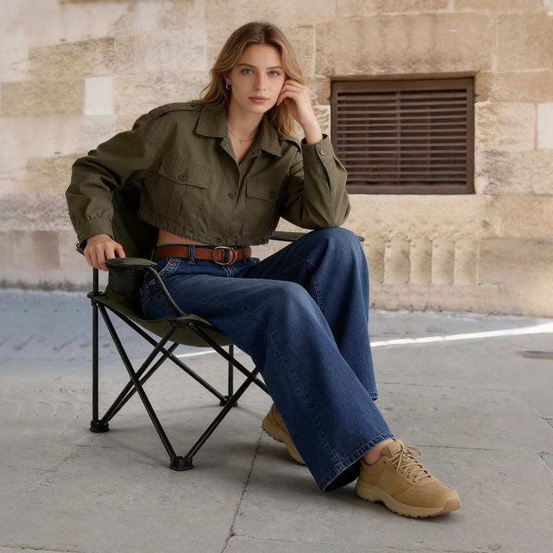 Damen Jeans blau weit mit hohem Bund und Gürtelschlaufen - 1 - Atelier-Zofia
