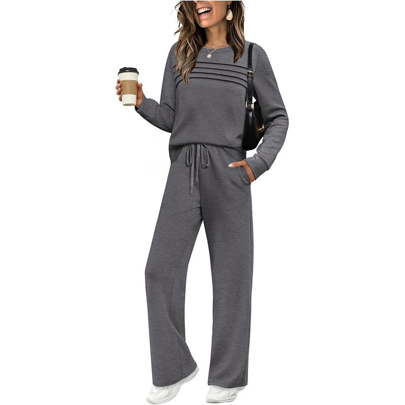Lounge Set Damen grau bequem mit langen Ärmeln - 6 - Atelier-Zofia