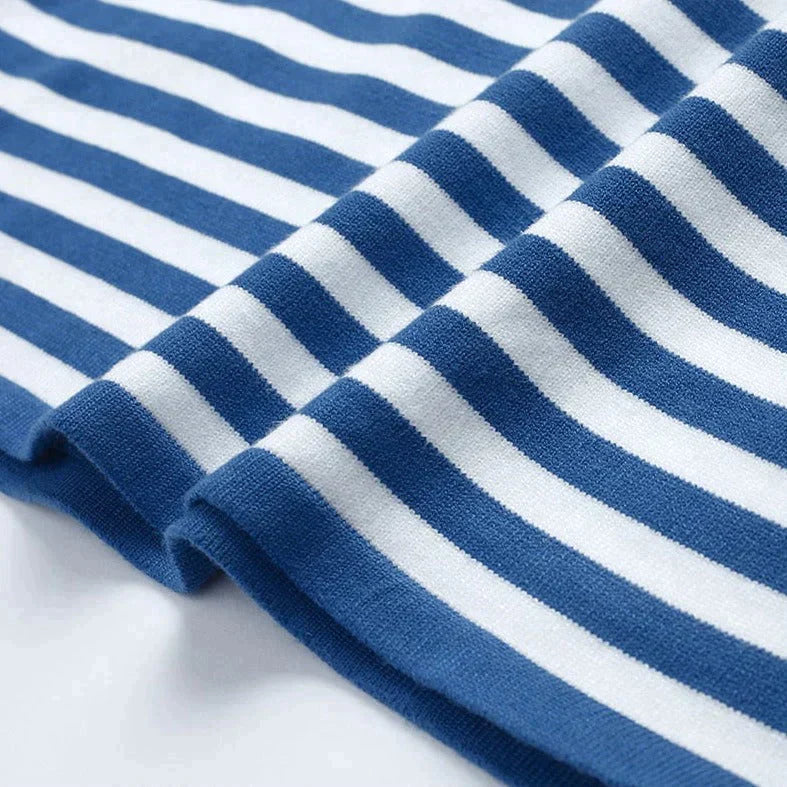 Pullover Damen blau-weiß gestreift mit weitem Schnitt - 5 - Atelier-Zofia