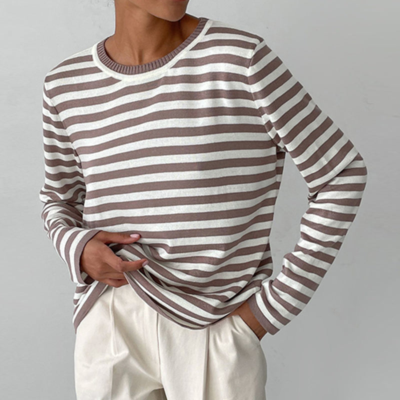 Pullover Damen blau-weiß gestreift mit weitem Schnitt - 6 - Atelier-Zofia